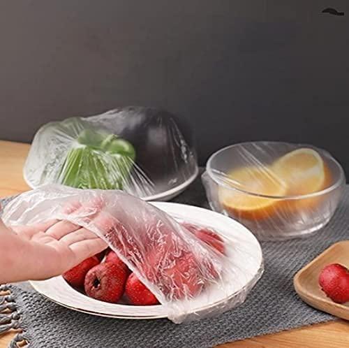 Plastic Bags | Reusable Elastic Food Storage Plastic Covers (Pack of 100)