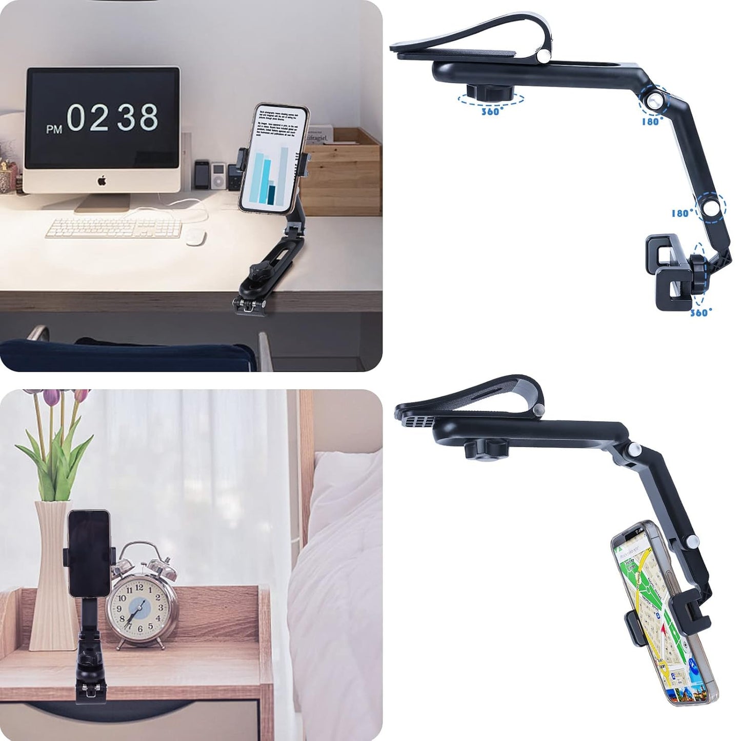 Adjustable Cellphone Holder 360° for iPhone and Other Cellphone, Car Accessories